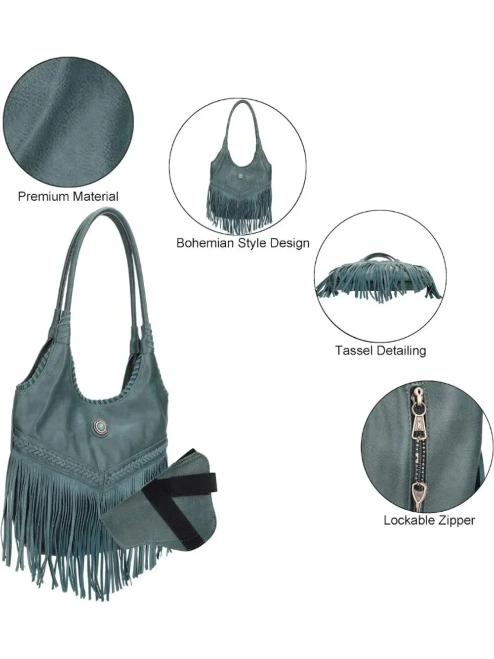 Suede Fringe Hobo Bag - Women's Top Handle Tote & Shoulder Bag, Stylish